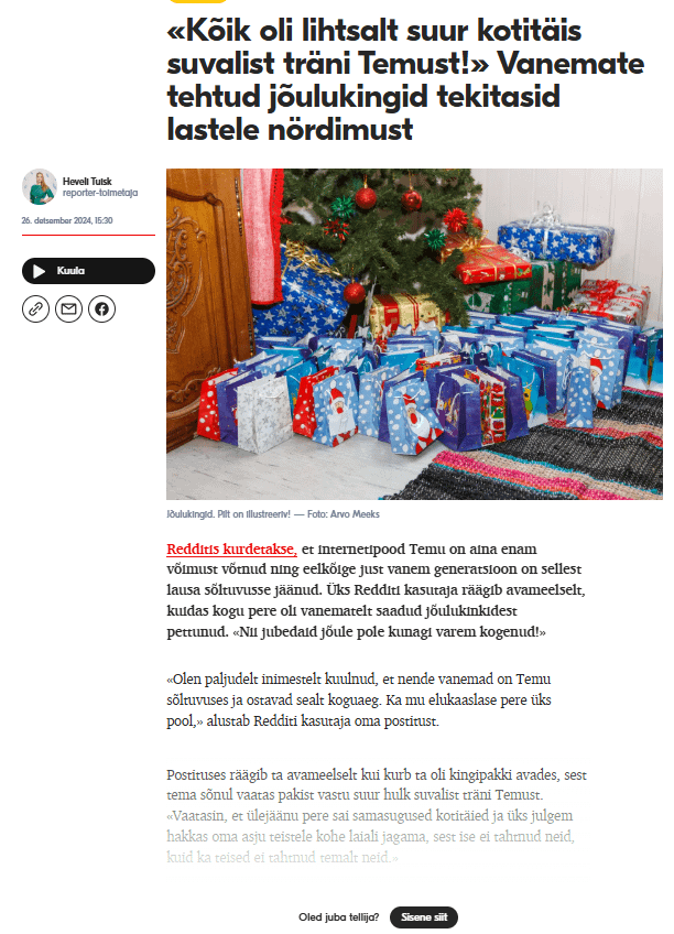 Reddit の /r/Eesti の投稿を読んで報酬を受け取りたいですか?良いオファーです！ポスティメヘデジタルパッケージ。月額 4.99 ユーロ (最初の 3 か月は 1 ユーロのみ!)。