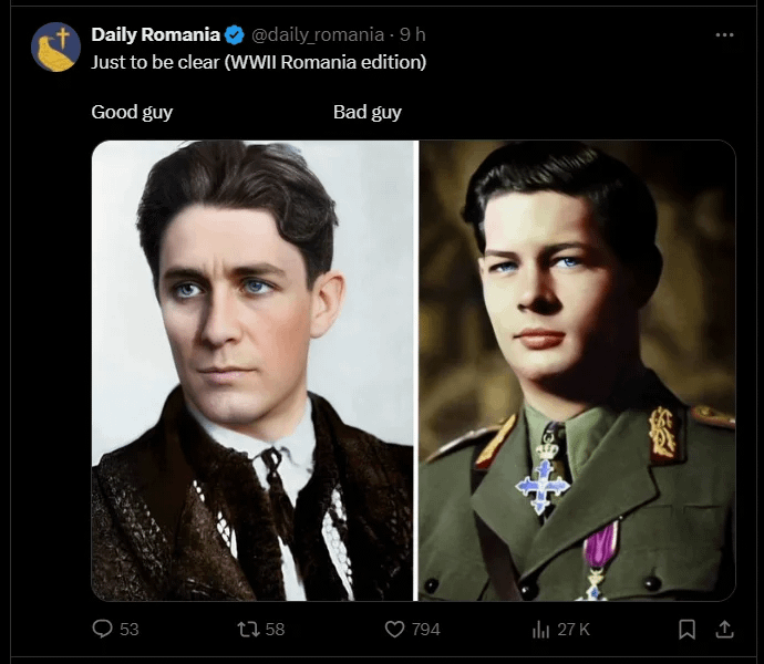 ルーマニア人がツイッターでミカエル国王を中傷し、コドレアヌを称賛