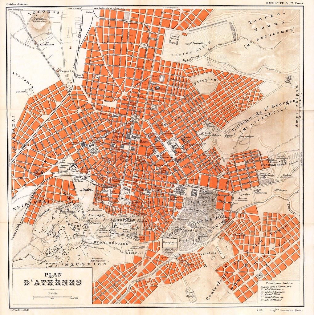 アテネの地図、1896 年