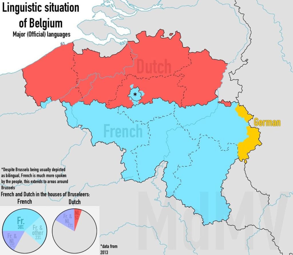 ベルギーの2つの言語POV。言語地図・言語地図