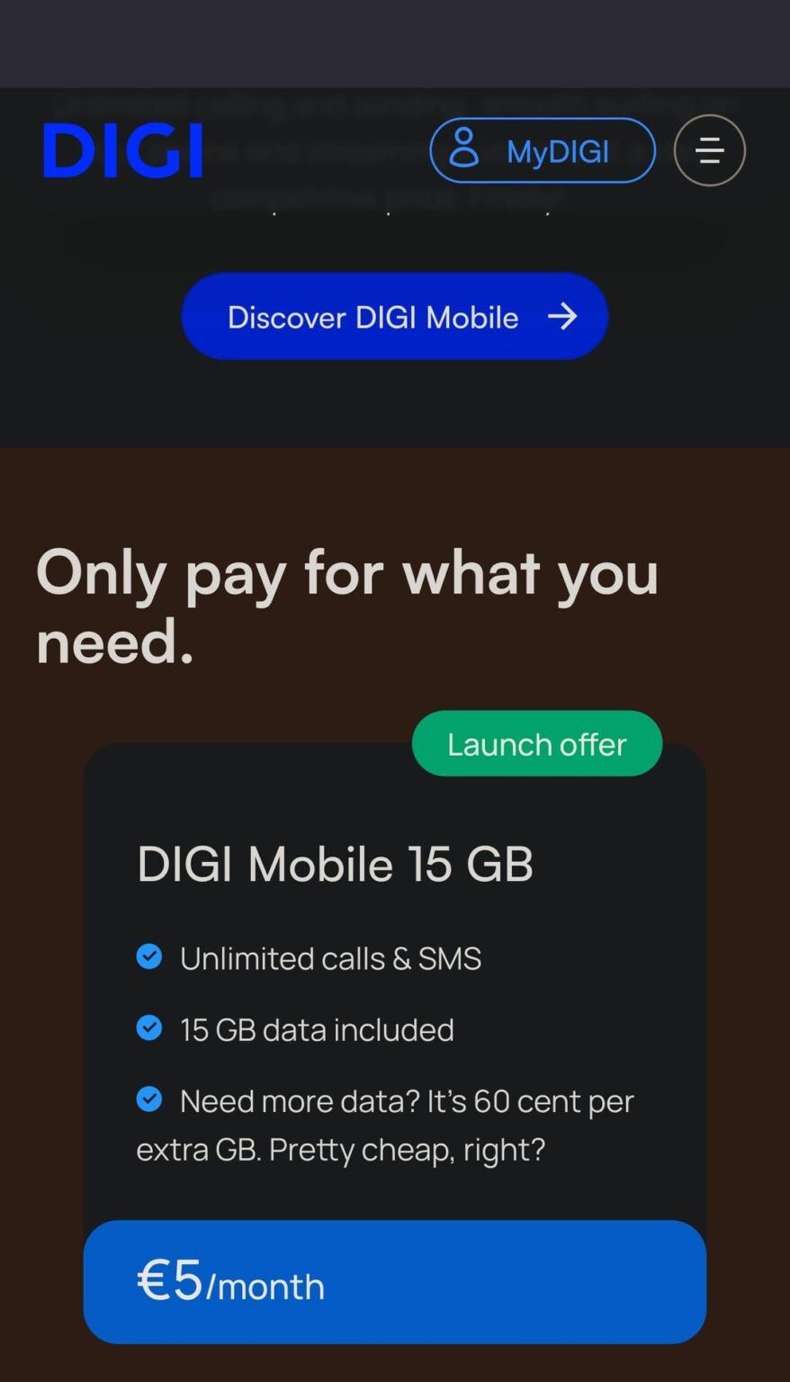 スクリーンショット 1、Digi の提案 スクリーンショット 2、通信プロバイダーの応答