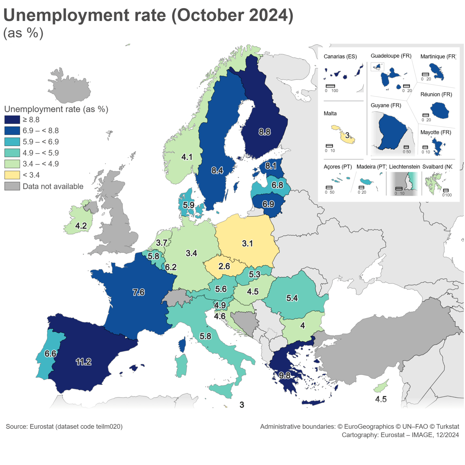 イタリアおよびその他の EU 諸国の失業率 - 2024 年 10 月