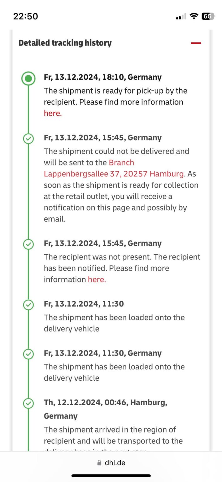 私の DHL パッケージに何が起こっていますか?