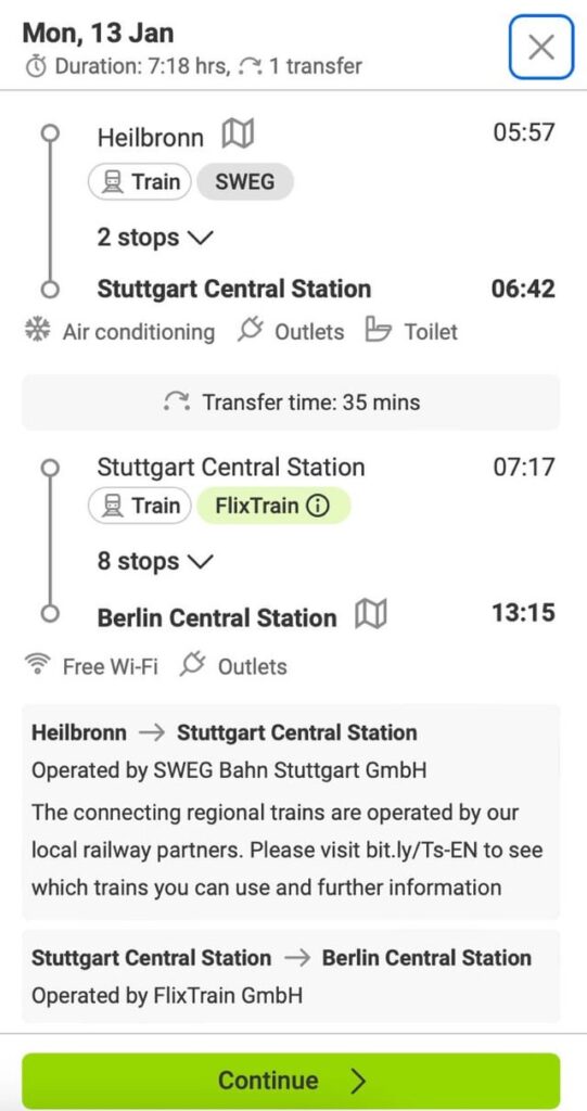 ハイルブロンからベルリンまでのFlixtrain ハイルブロンからベルリンまでのFlixtrain