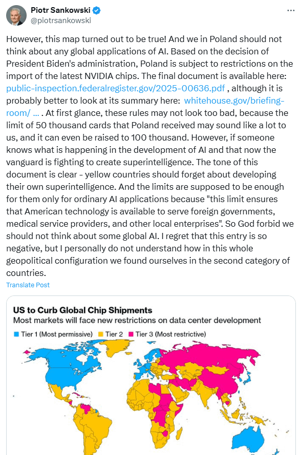 米国によって第2級国に分類されているポーランドは、AIチップの輸入制限に直面している。