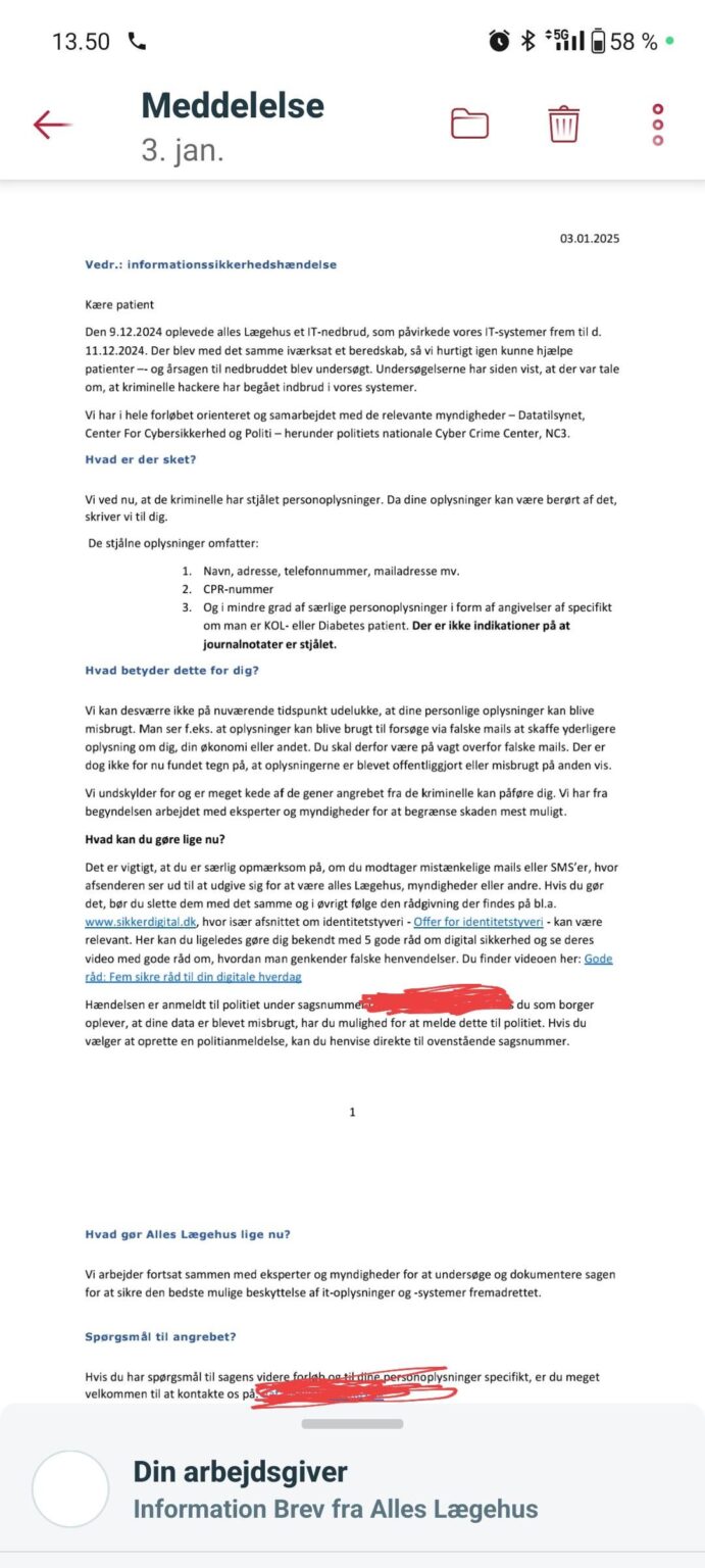 Alles Lægehus がハッキングされ、患者データが漏洩。
