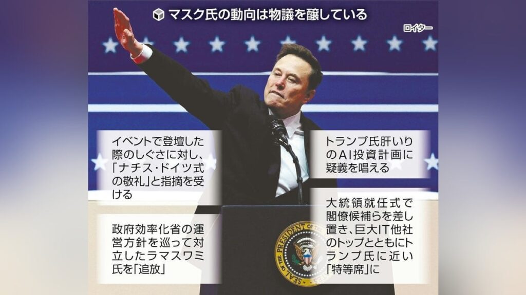 イーロン・マスク氏、トランプ大統領に劣らぬ予測不能な言動で連日物議…「互いを利用し合う関係」か ―「政府効率化省」混乱の中での船出