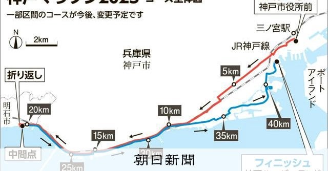 神戸マラソンが今年からコース変更 高低差是正、スピードアップ狙う