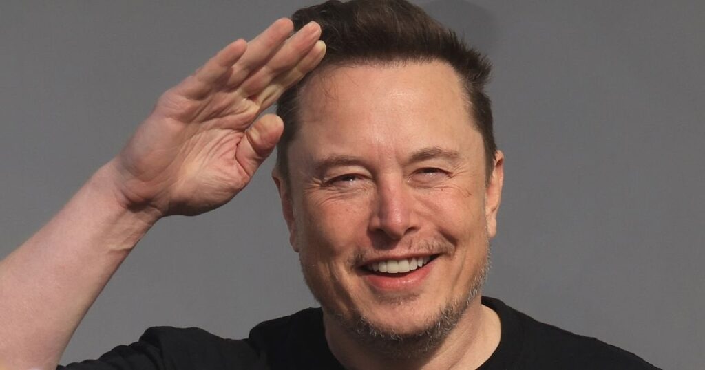 マスク氏の敬礼姿、独テスラ工場に投影か。政治アート集団が批判のメッセージ