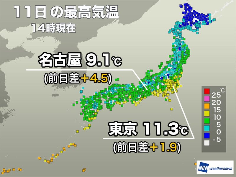 全国的に少し寒さ和らぐ 明日は太平洋側で雲が増え空気冷たく
