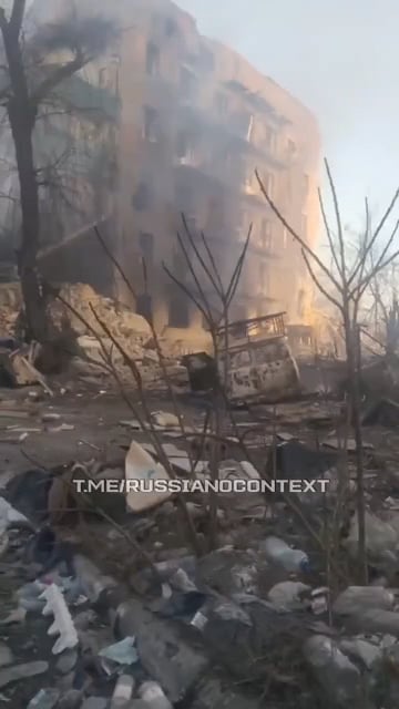 ロシア軍が駐屯する5階建てビルへの攻撃の結果