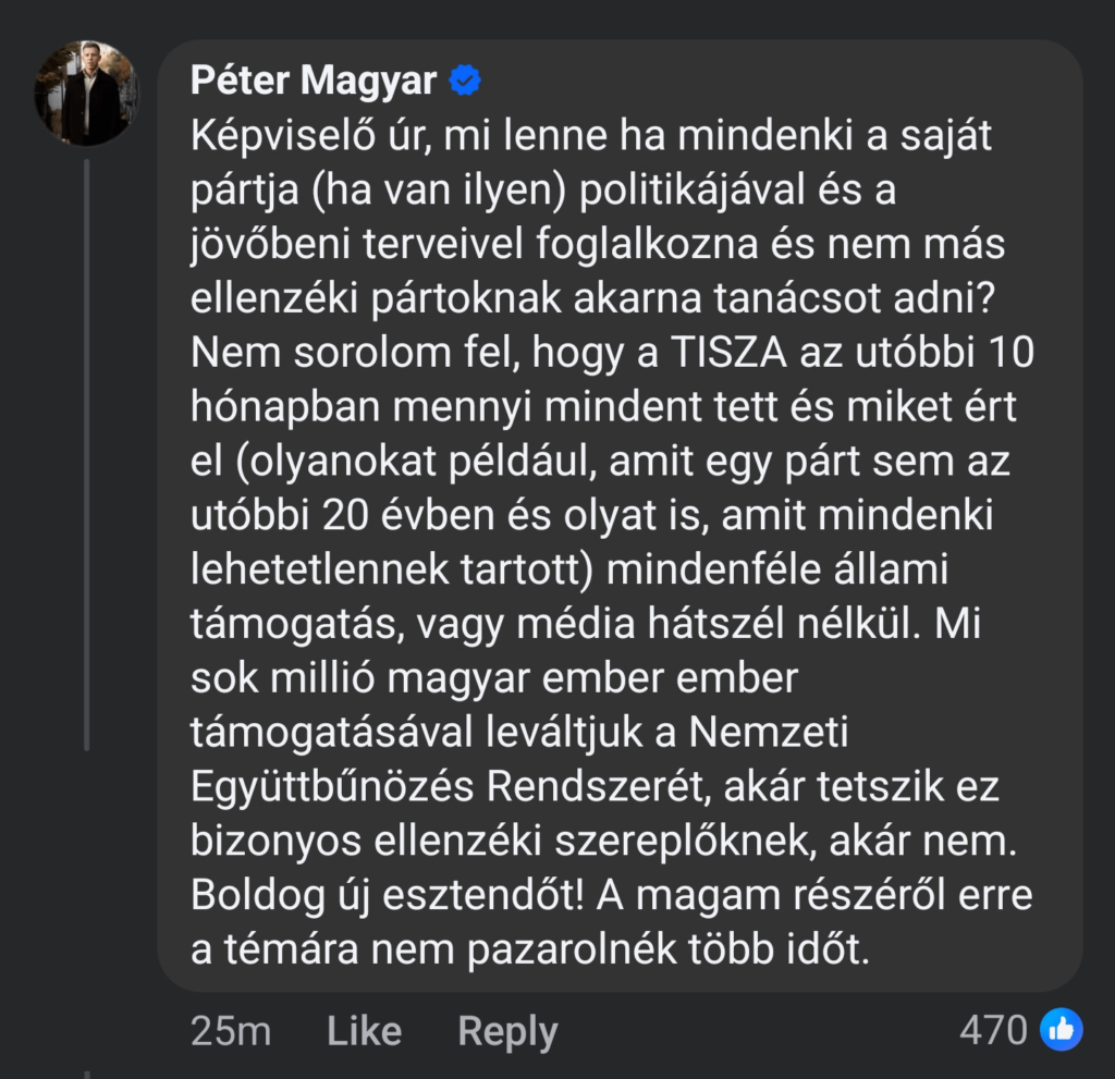前回のハダジの投稿に関する Péter Magyar の 2 番目の回答。