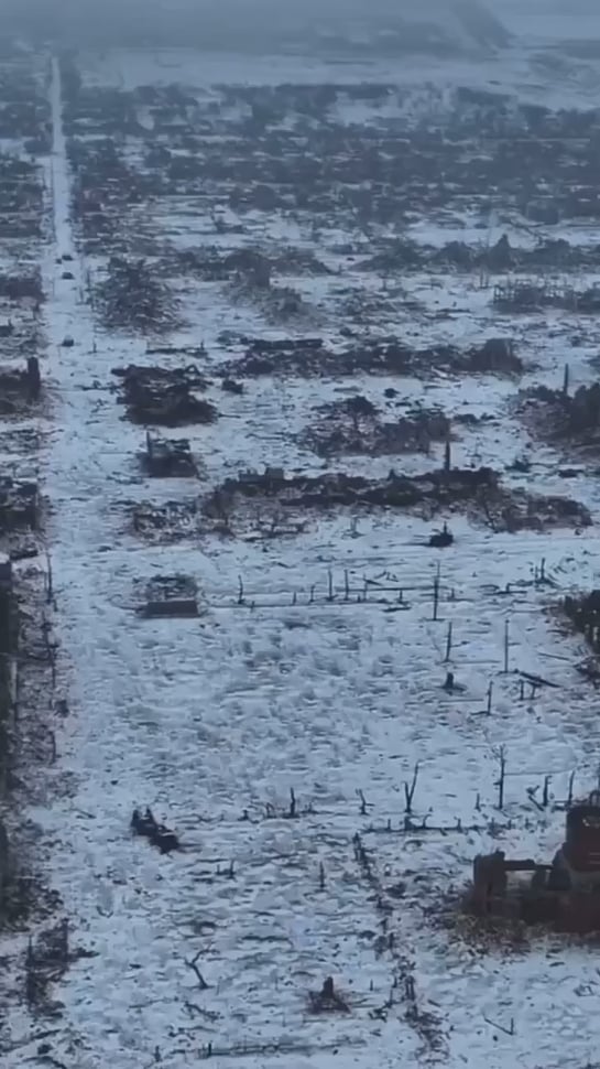 冬のヴォフチャンスクの景色。住民18,000人の町は今、完全に破壊されている
