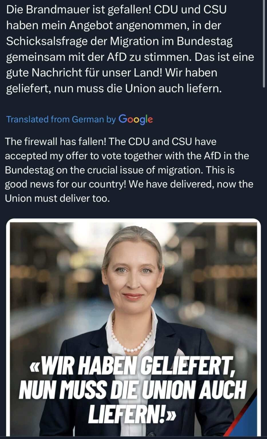 CDU/CSUはAFDと力を合わせています