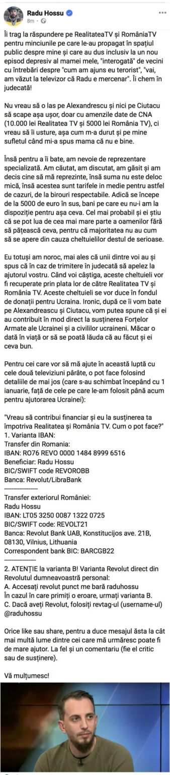 Realitatea TVやRomania TVに対しても貢献したいと思っています。どうすればそれができるのか