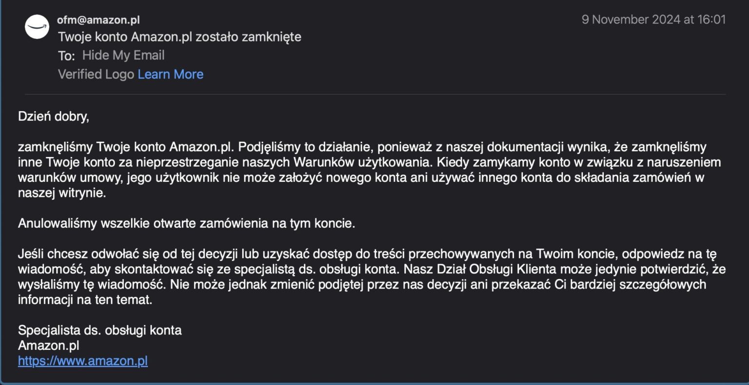 Amazon(dot)pl は 2 か月以上前に私のアカウントを禁止し、返品された商品の返金を拒否しました。助けが必要です。