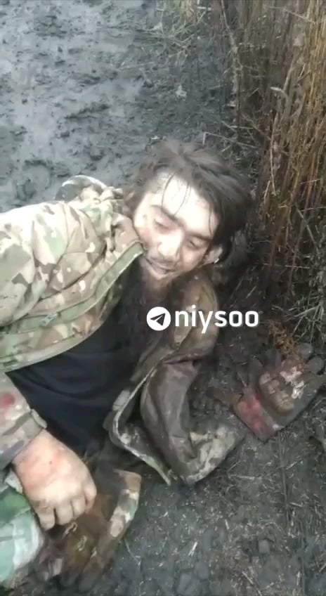 18歳以上。このビデオは Butusov (ウクライナ戦争特派員) によって共有されました。おそらくチェチェンの戦闘員だろう。一人は足を吹き飛ばされ、もう一人はバラバラになっている。クルスク地方。