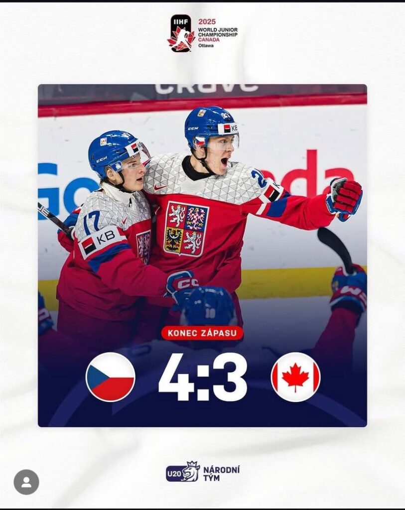 午後4時17分、U20チェコ共和国がカナダを破り、準決勝に進出
