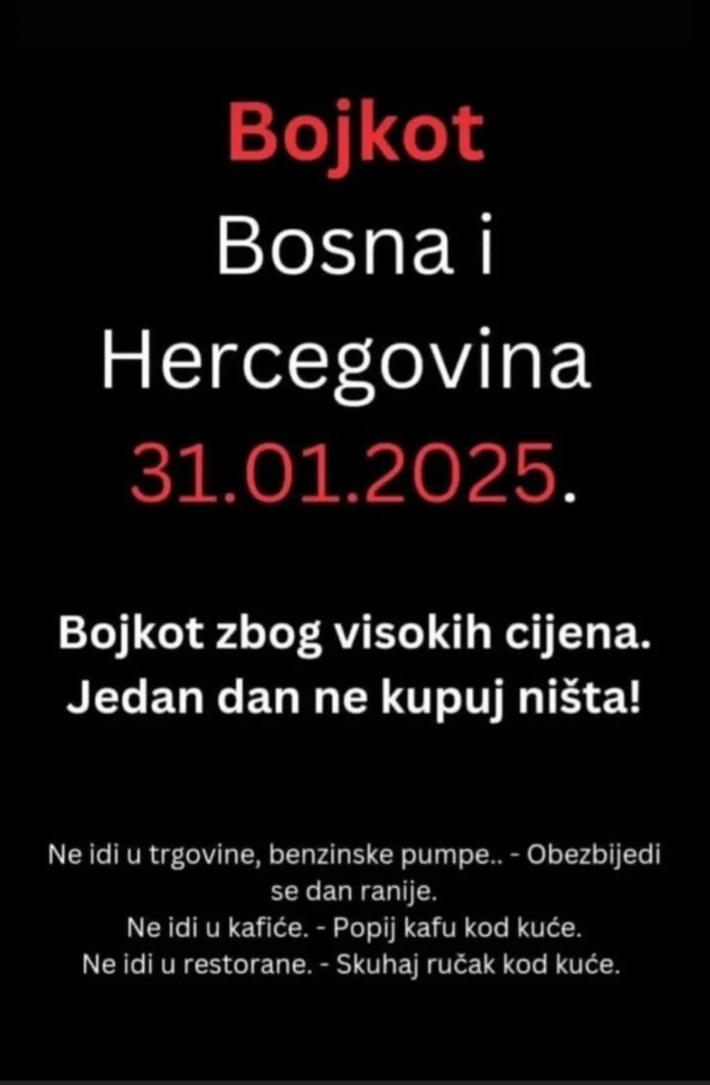 ボスニアでは、ヘルツェゴビナが31.1にボイコットを計画しています。 2025！いつ私たちの国でそれを計画しますか？