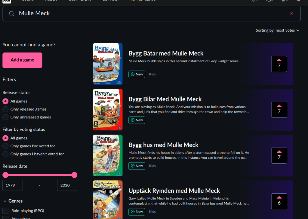 これで、GOG（古き良きゲーム）で投票できます。このゲームでは、積極的に再発信を試みたいゲームがあり、スウェーデンのカルトクラシックマルメックに投票できます。 Inと投票！