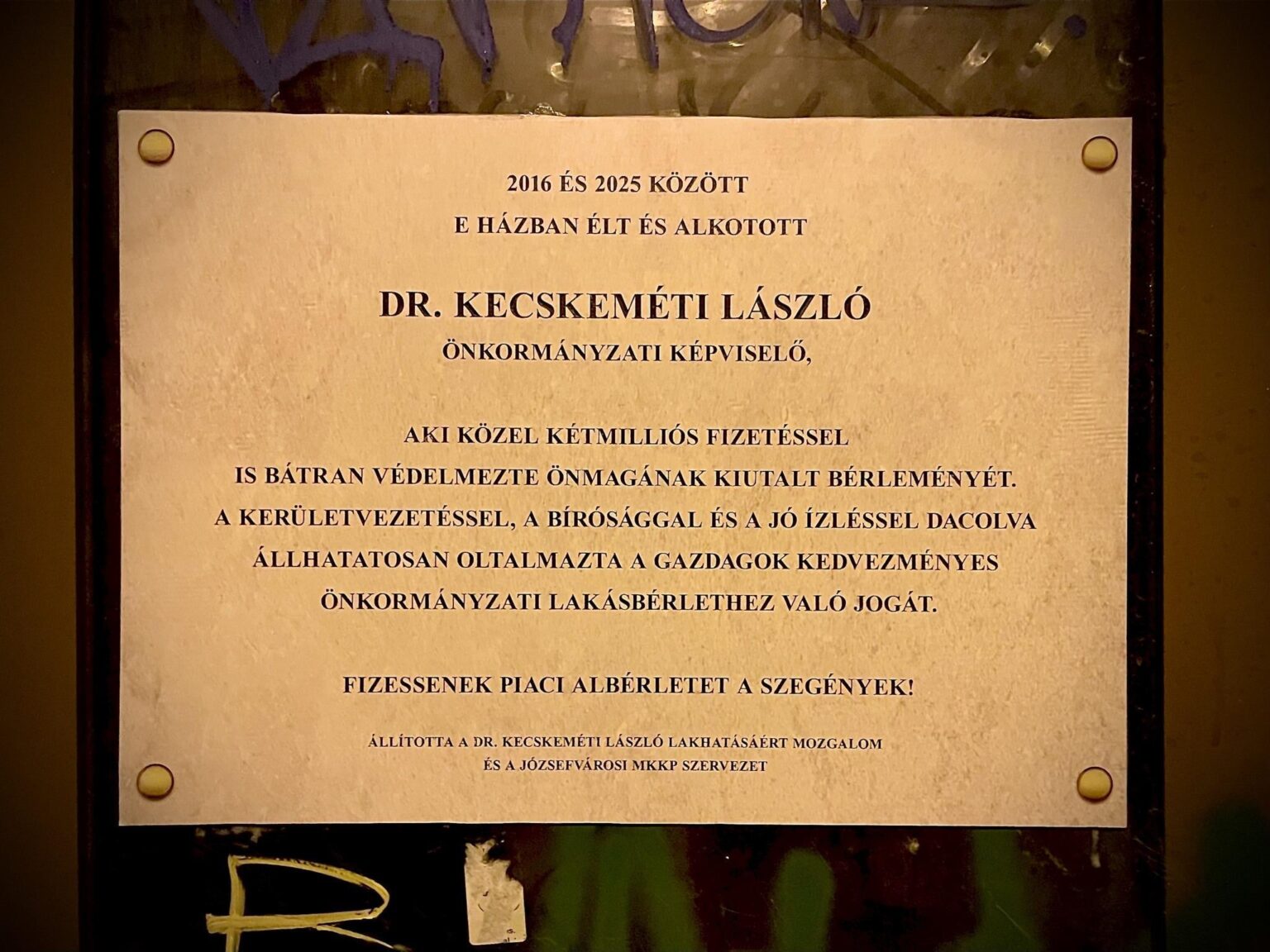 博士LászlóKecskemétiMemorialPlaque（mkkpjózsefváros）