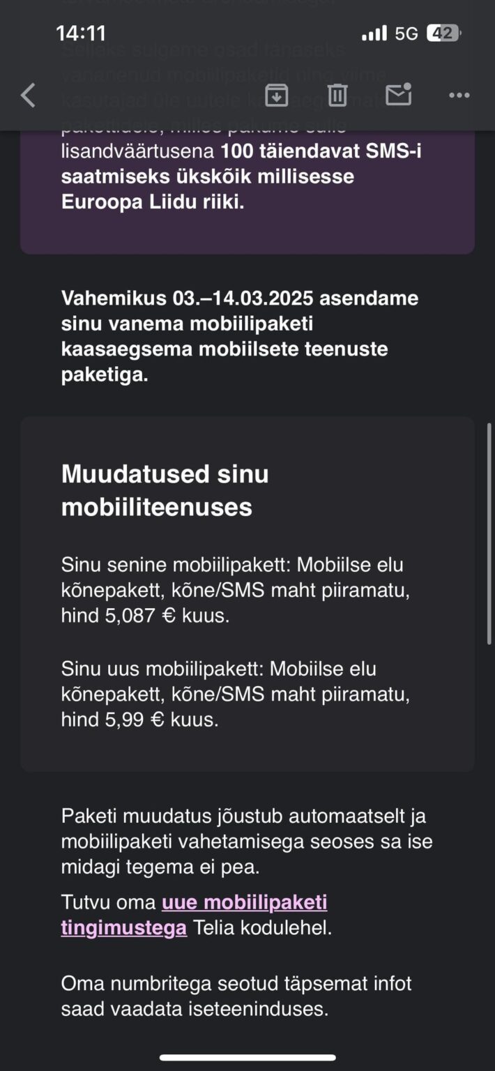 Telia はサービスの価格を値上げし始めたばかりです。
