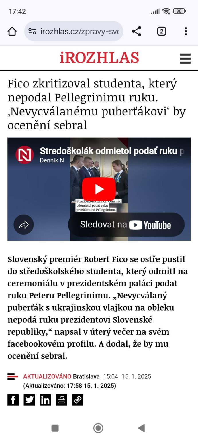 ペジェグリーニ氏と握手をしなかった少年の事件は続いている。彼の学校は警察の脅迫のため警備されており、フィコなら彼を殴って賞を奪っていただろう。