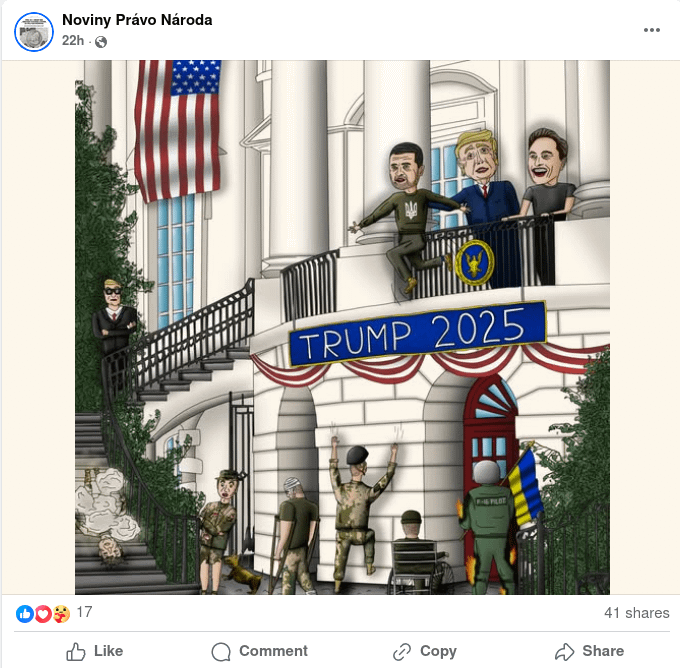 Slovakニュースポータルは、Facebookページにウクライナ人をock笑し、Zelenskyとトランプとの関係を掲載しました。彼らはとても終わっています...