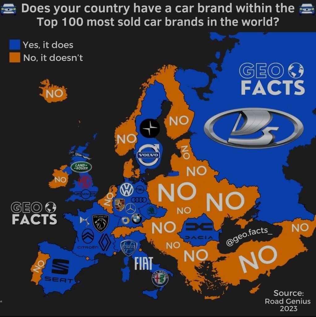 あなたの国には、世界で最も販売されている自動車ブランドの上位 100 位以内に自動車ブランドがありますか