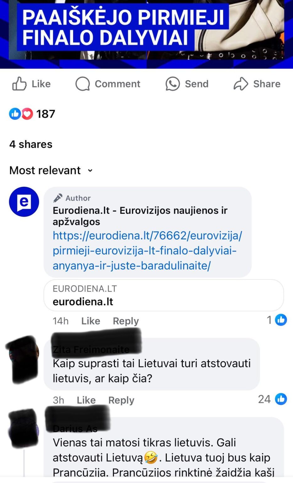 Facebookのコメント投稿者🤮
