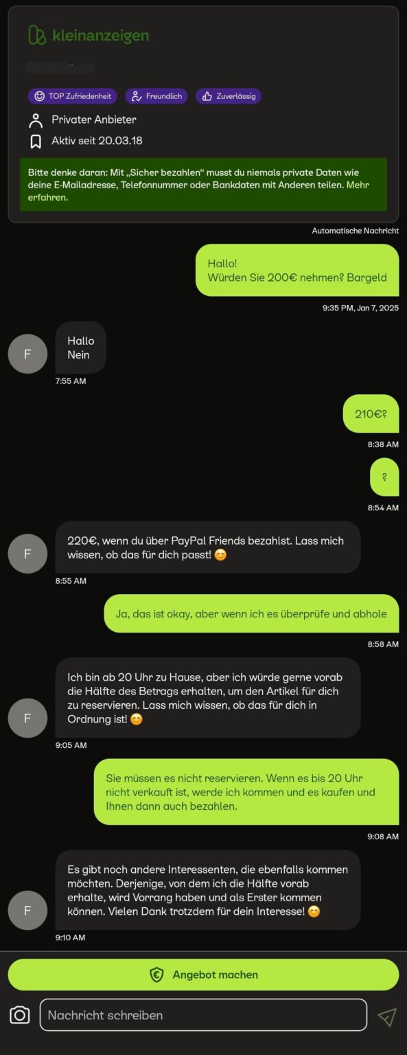 Ebay-kleinanzeigan 詐欺とはどのようなものですか