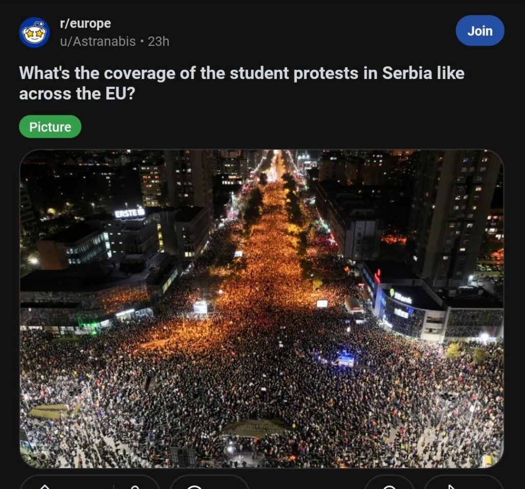 セルビアで学生10万人が抗議活動