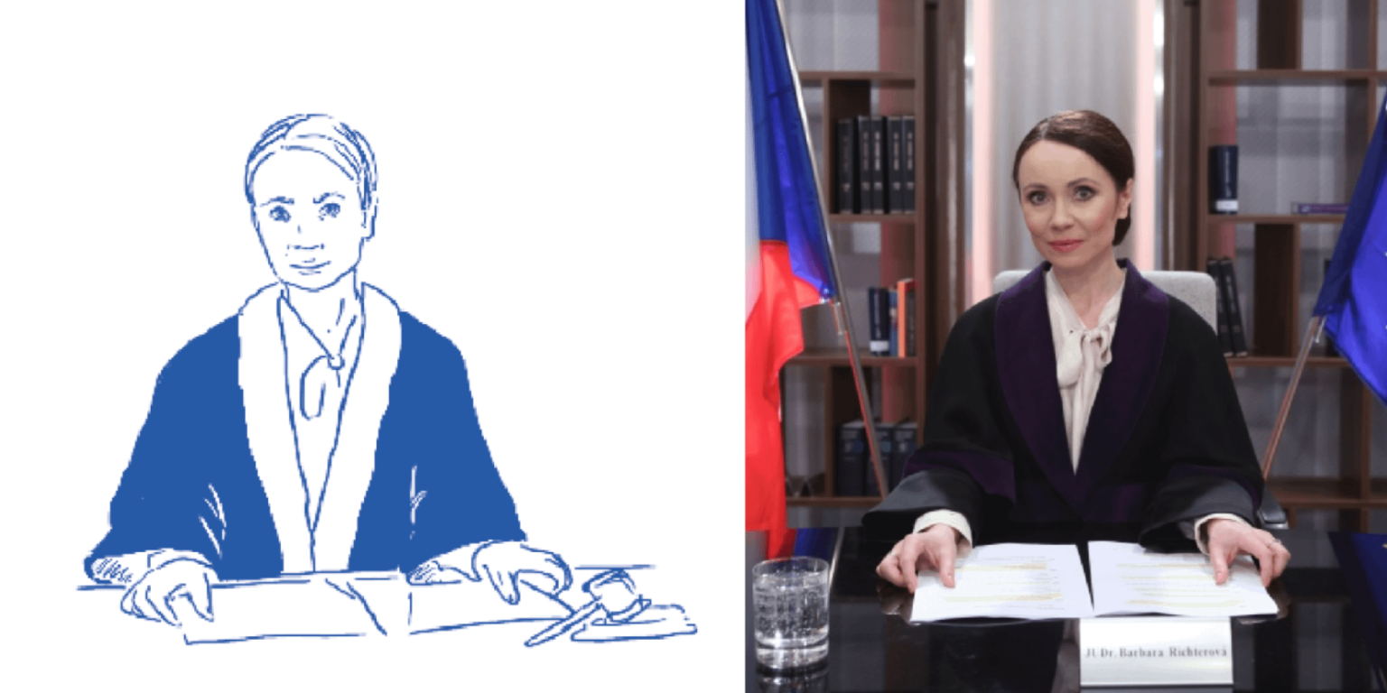 外国人向けのチェコの教科書には、職業の章の隣にバルバラ判事のイラストが載っている