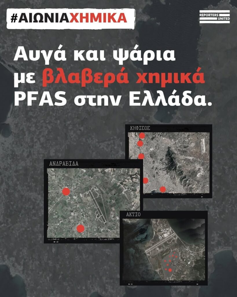 ギリシャの有害な化学物質PFAを含む卵と魚