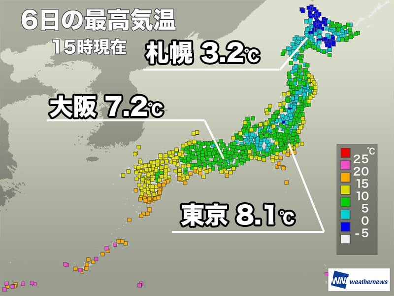 明日は西日本は真冬らしい寒さに 関東は日差しに温もり