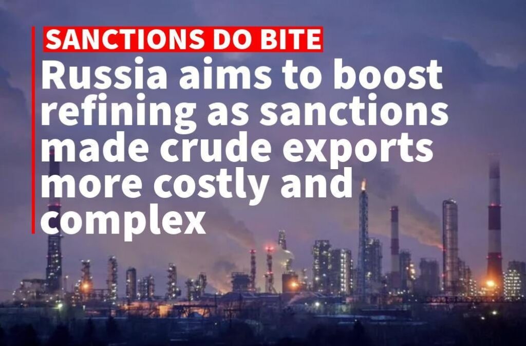 ロシアの製油所は、ロシアのタンカーとトレーダーに対する新しい米国制裁が未処理の原油の輸出をより困難にした後、燃料輸出を促進することを期待して、より多くの原油を処理しています、とロイターは報告しています。精製を後押しする努力は、ウクライナのドローン攻撃と経済の過熱によって複雑になります