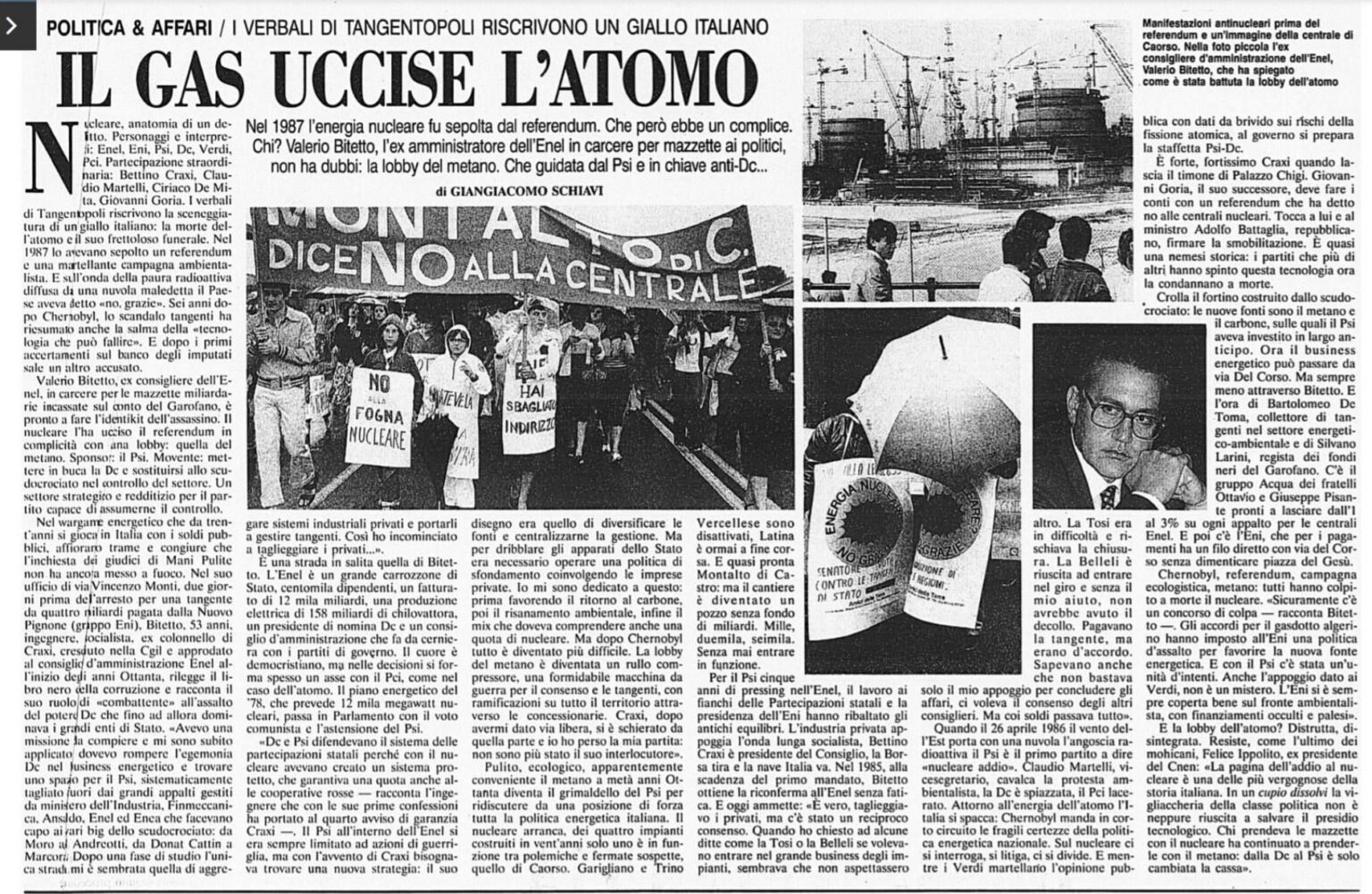 ガスが原子を殺した [Corriere della Sera, 7 aprile 1993]