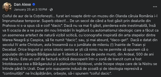 coțofeneștiからの黄金のヘルメットはダシアンではなくスキタイ人です