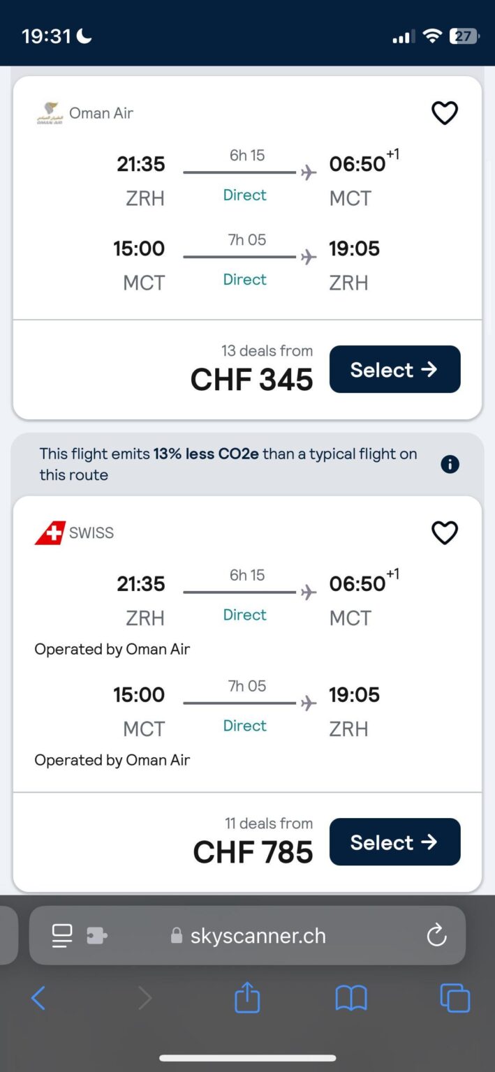 スイス航空では何を吸っていますか?