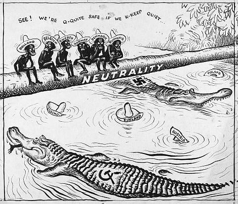 '39年の「ヨーロッパの中立政策」イギリスの漫画