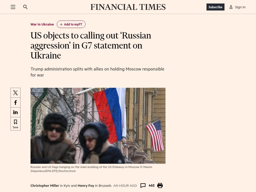 私たちはウクライナに関するG7ステートメントでロシアの攻撃を呼びかけることに反対します