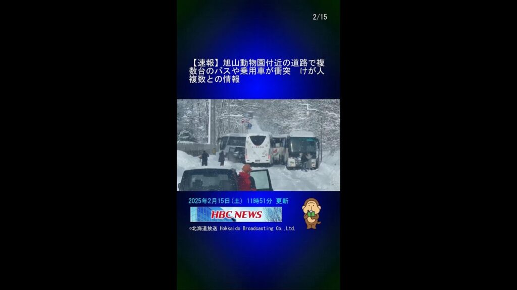 【速報】旭山動物園付近の道路で複数台のバスや乗用車が衝突　けが人複数との情報 #Shorts