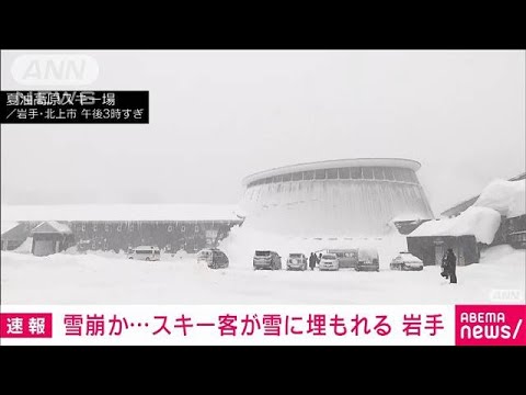 【速報】雪崩か…外国人スキー客が禁止エリアを滑走中　雪に埋もれる　岩手(2025年2月18日)