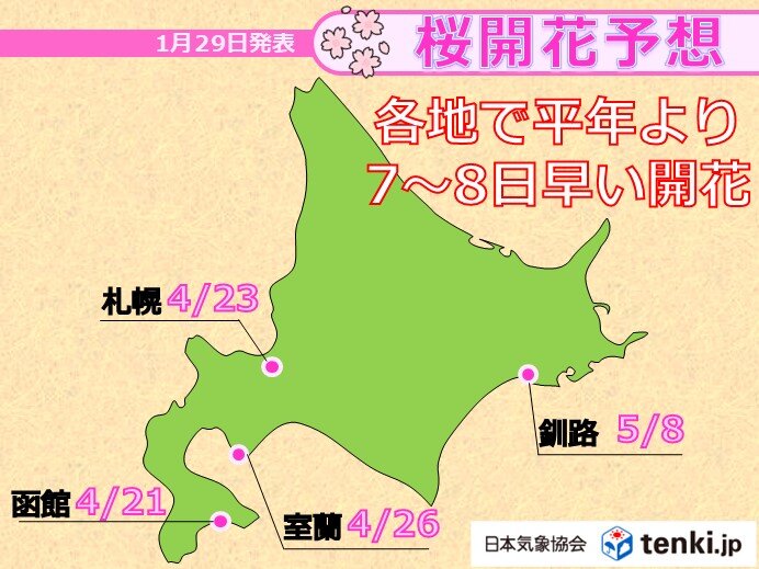 4月　雪解けはどんどん進む　桜も平年より早い開花か