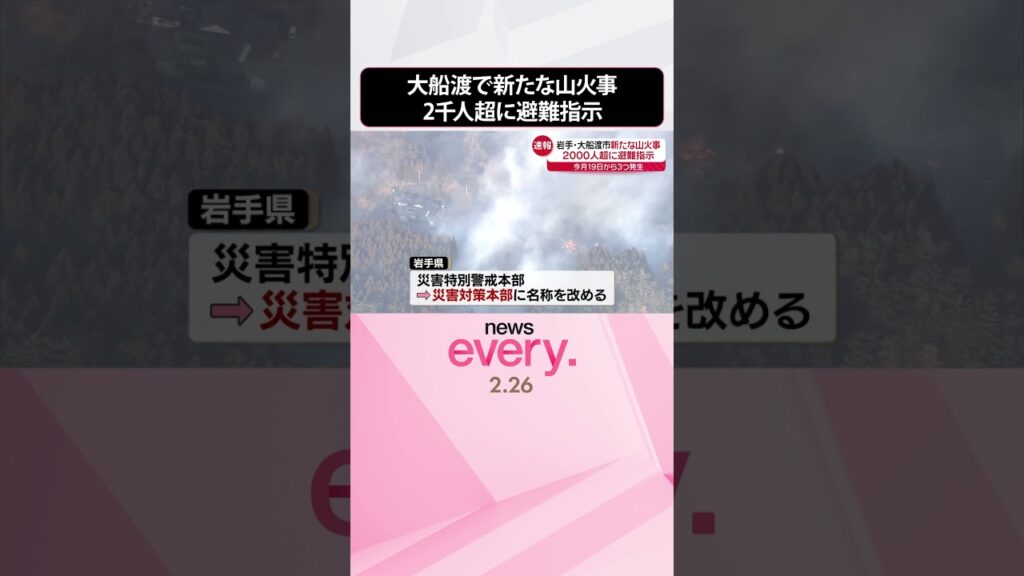 【速報】岩手・大船渡市で新たな山火事  2000人超に避難指示  #shorts
