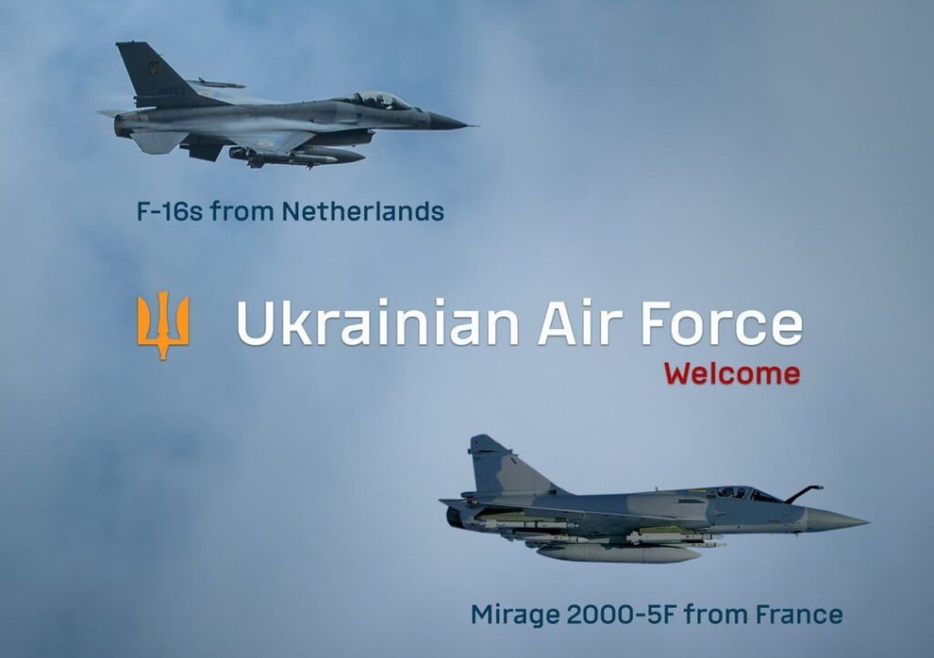 フランスからの受信されたMirage 2000-F5戦闘機と、オランダのF-16MLUに感謝して、ウクライナ空軍の公式発行。 2025年2月