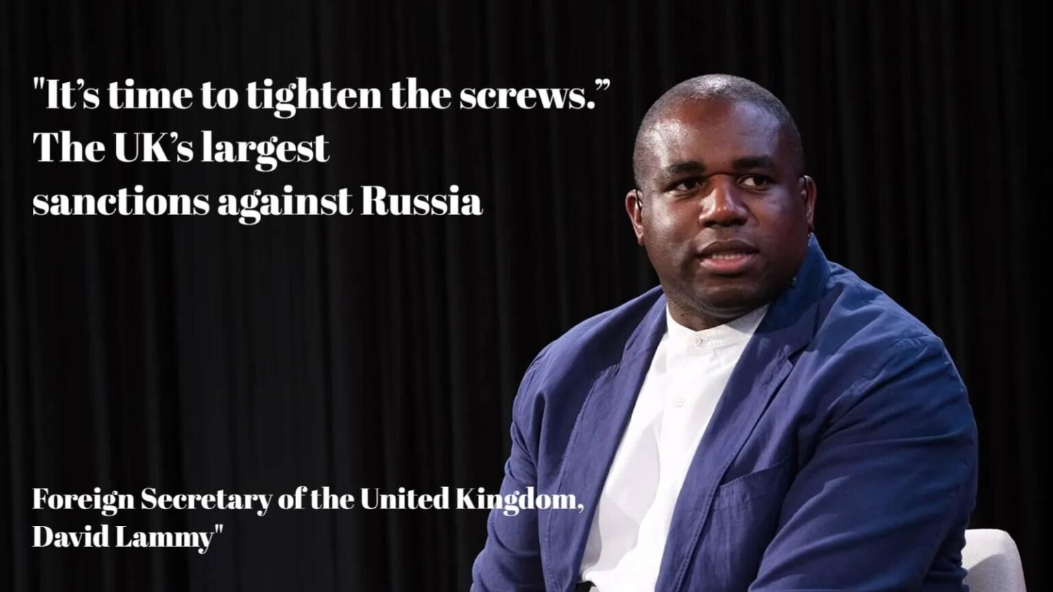 これは、プーチンのロシアのネジを回す時でもあります。明日、私は戦争の初期からロシアに対する最大の制裁パッケージを発表する予定です。軍の機械を侵食し、ウクライナの破壊の火を燃やす収入を減らす」 - 外国人デイビッド・ラミー大臣。