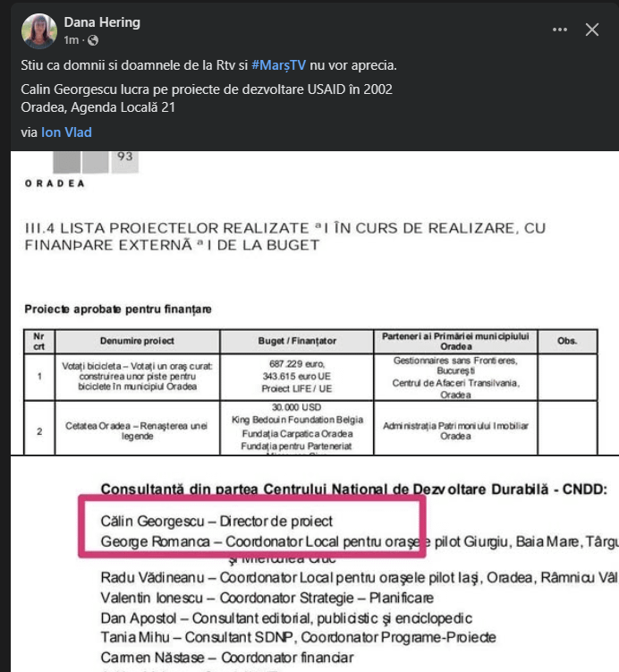 USAIDが支払ったCalin Georgescuが目が覚めた