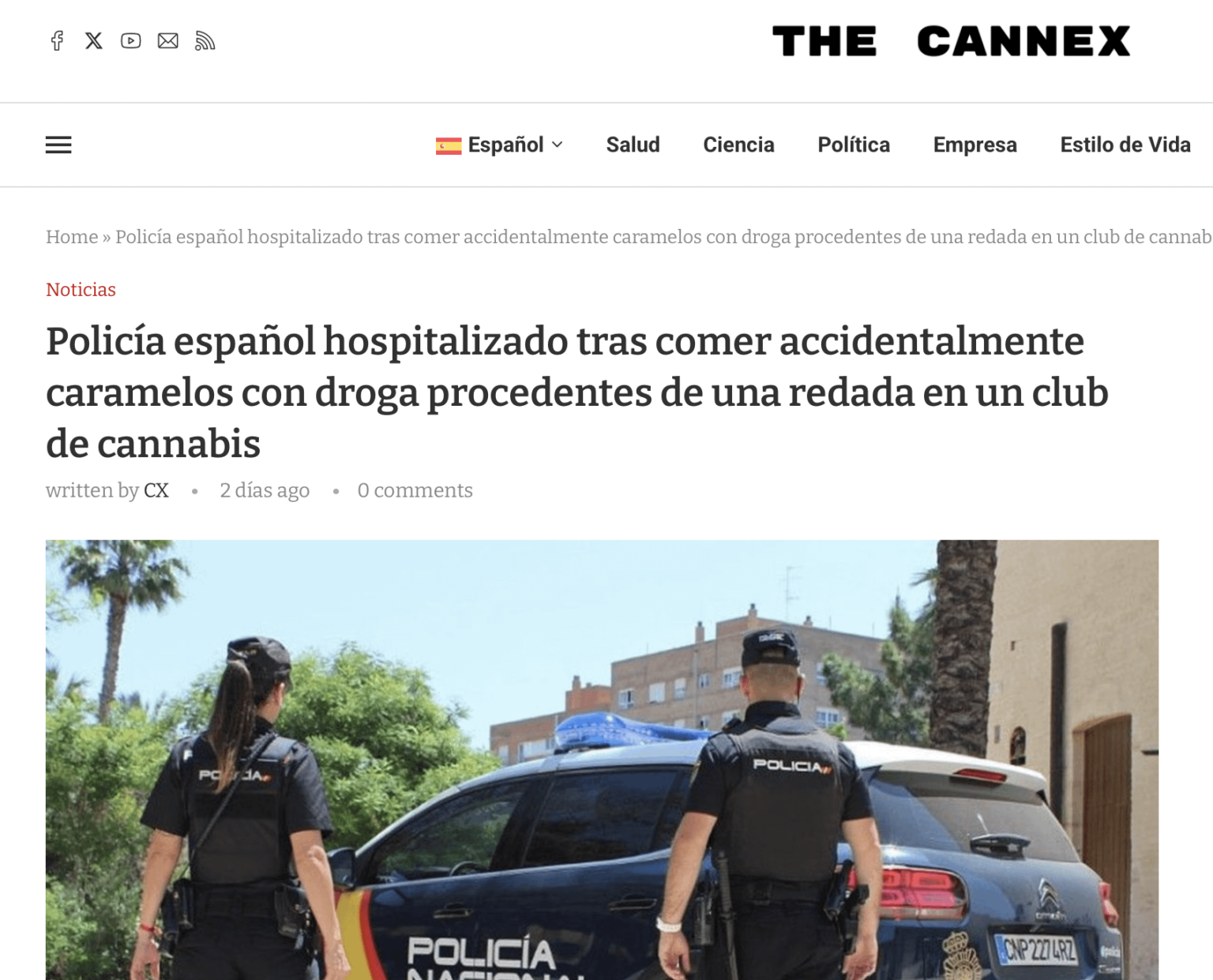 スペインの警察は、自分の肌で最も危険なメディアを勇敢にテストします。