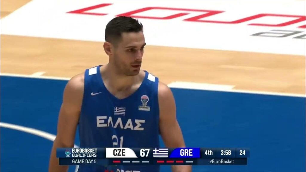 チェコ共和国 - ギリシャ：89-93（MD 5、21/02/2025） - 第5回ユーロバスケット2025予選での試合の最高のスナップショット。